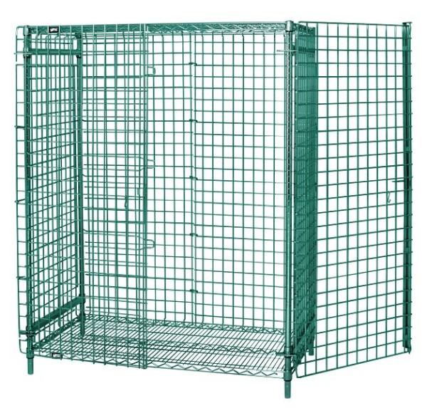 Quantum Storage Systems Security Unit stationary, 48x18x63", top shelf, bottom shelf, set with back, sides, pair panel doors, 4 posts, 1848-63SECP
