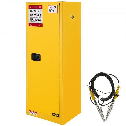 VEVOR Safety Cabinet for Flammable Liquids Single door and Manual Close Yellow Hazardous Storage 900 x 460 x 460mm, XFG900X460X460HS1V0