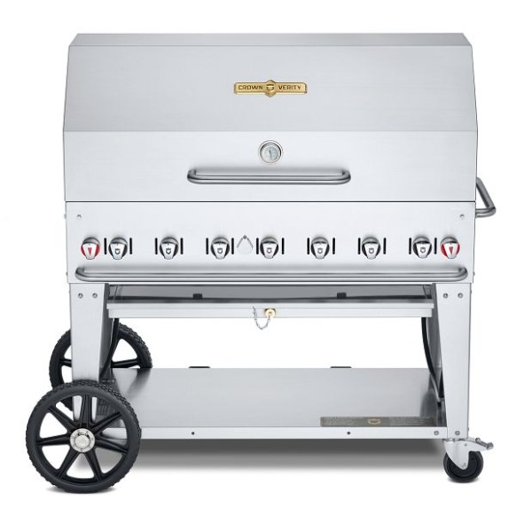 Crown Verity 48" Mobile Grill, Propane with Roll Dome and Bun Rack, CV-MCB-48RDP-LP