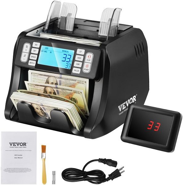 VEVOR Money Counter Machine, Bill Counter with UV, Counting Speed 800/1000/1200pcs/min, DCJD1UVMGIRDDG7WNV1