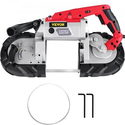 VEVOR Portable Band Saw, 5Inch Cutting Capacity Cordless BandSaw, Variable Speed Hand held Band Saw,10Amp Motor Portable Bandsaw, BXSD5INCH110V1NLDV1