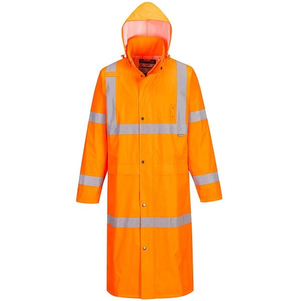 Portwest Hi-Vis Classic Rain Coat 48", Orange, S, UH445ORRS