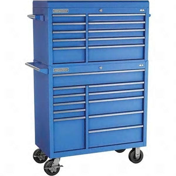 Champion Tool Storage FMPro 41"Wide, 20"Deep, 3600 lb, 21 Drawers Top Chest/Cabinet, Casters - Blue, FMP4121RC-BL