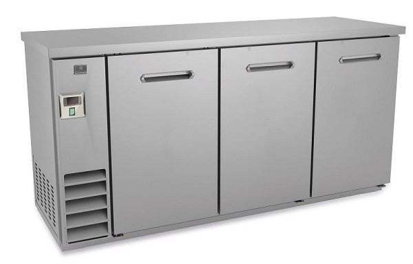 Kelvinator Commercial 3-door back bar refrigerator with stainless steel solid door, 72", R290 refrigerant gas, +33/+41°C, 738307