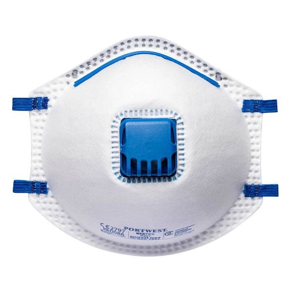 Portwest N95 Valved Cup Respirator, White, Quantity: 10 Pieces, P201WHR