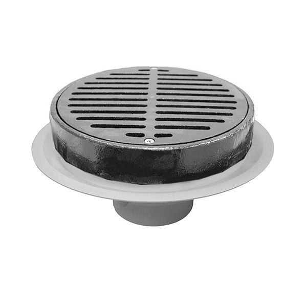 Jones Stephens 4" Heavy Duty Traffic PVC Floor Drain with Full Cast Iron Grate and Ring, D50094