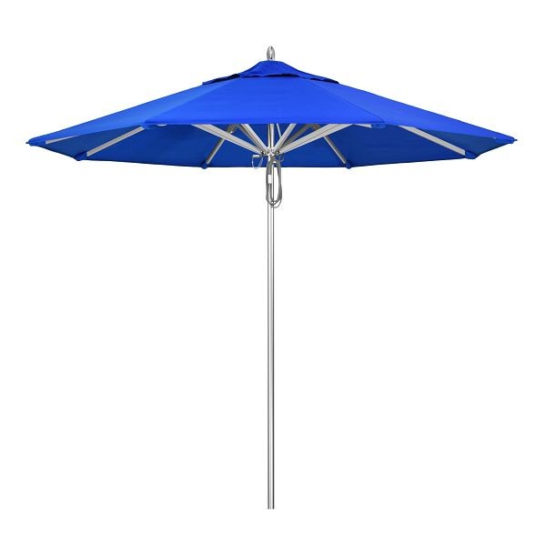 California Umbrella 9' Rodeo Series Patio Umbrella, Aluminum Ribs Deluxe Pulley Lift System, Sunbrella 1A Pacific Blue Fabric, AAT908A002-5401