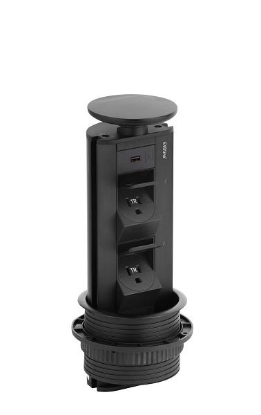 EVOline Port 1222 USB Black Kitchen Power Outlets, 144