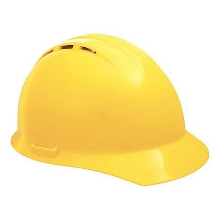 ERB Safety Front Brim Hard Hat, Type 1, Class C, Pinlock (4-Point), Yellow, 12 Pieces, 19252