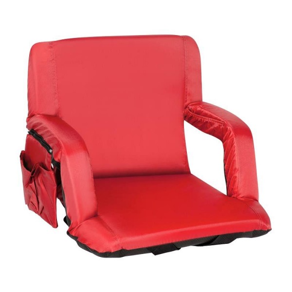 Flash Furniture Malta Red Portable Lightweight Reclining Stadium Chair with Armrests, Padded Back & Seat with Dual Storage Pockets, FV-FA090-RD-GG