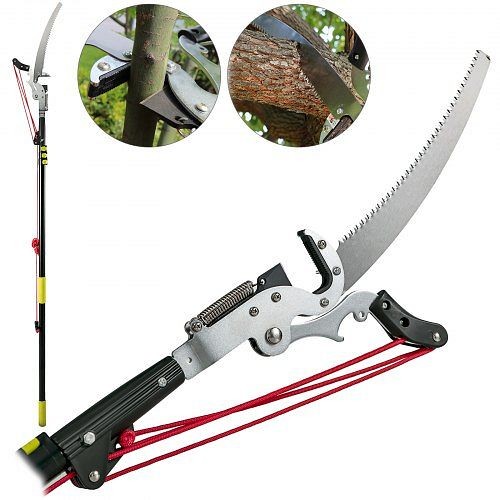 VEVOR 5.4-17.7 Foot Extendable Tree Pruner/pole Saw with 3-sided Blade, XZJ5.4MTGSBLACK01V0