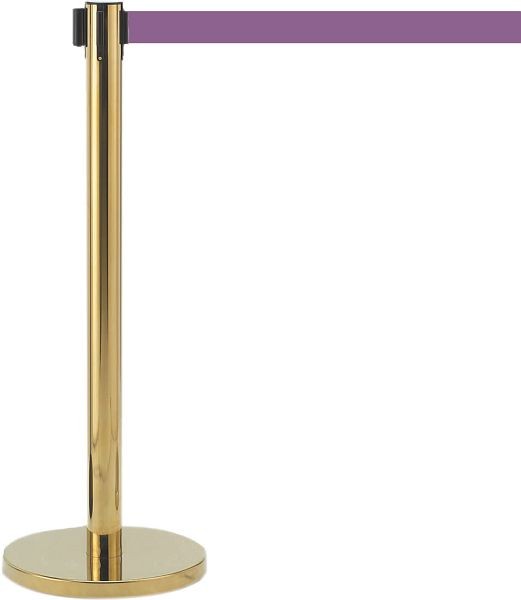 AARCO Form-A-Line™ System With 7' Slow Retracting Belt, Brass Finish with Purple Belt, HB-7PU
