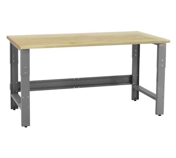 BenchPro Roosevelt Workbench, 1.75" Thick Solid Maple Lacquered Butcher Block Top, Round Front Edge, 24"W x 48"L x 30"-36"H, 1,200 lbs Capacity, RWLR2448