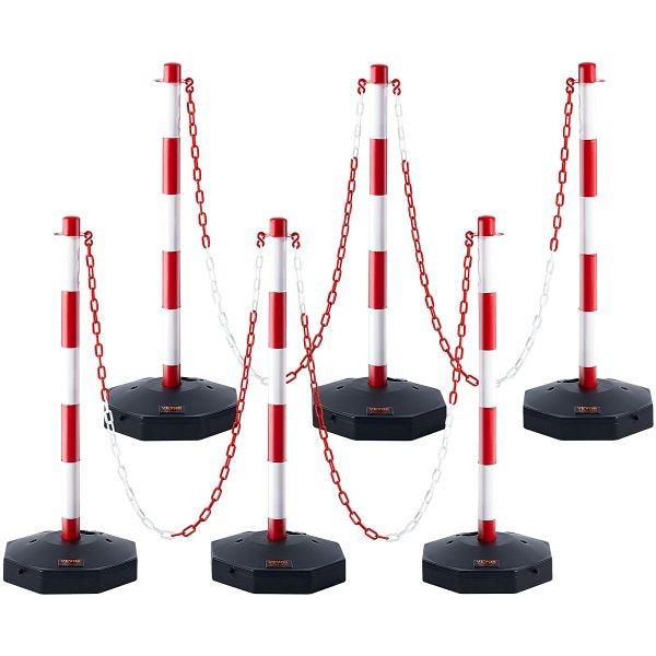 VEVOR Adjustable Traffic Delineator Post Cones, Red & White, Pack of 6, HBTCJTJSZ34YKAZJ9V0