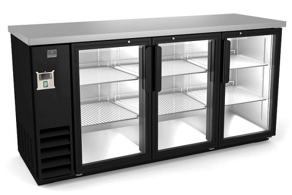 Kelvinator Commercial 3-door back bar refrigerator with glass door, 72", R290 refrigerant gas, +33/+41°C, 738274
