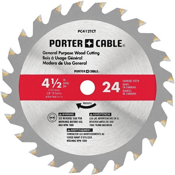 PORTER CABLE 4-1/2" 24T Carbide Tip, PC412TCT