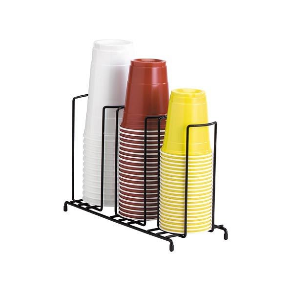 Dispense Rite Three section wire rack cup and lid organizer - Black Wire Form, WR-3