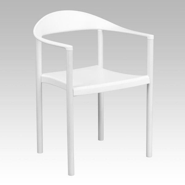 Flash Furniture HERCULES Series 1000 lb. Capacity White Plastic Cafe Stack Chair, RUT-418-WH-GG