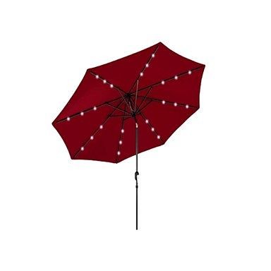 AZ Patio Heaters Solar Market Umbrella with LED Lights in Red, MK-UMB-R