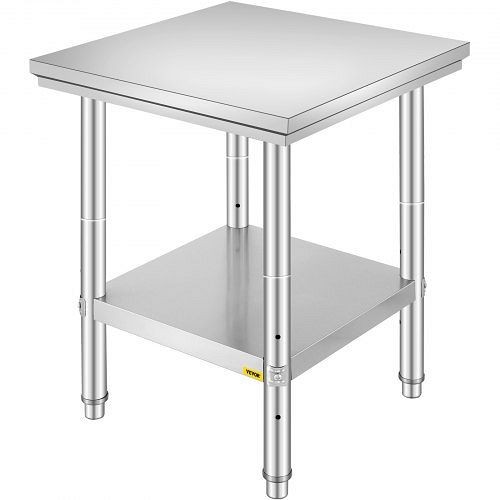 VEVOR Stainless Steel Commercial Kitchen Work Food Prep Table 24" x 24", 60X60X80CFGZTTZT1V0