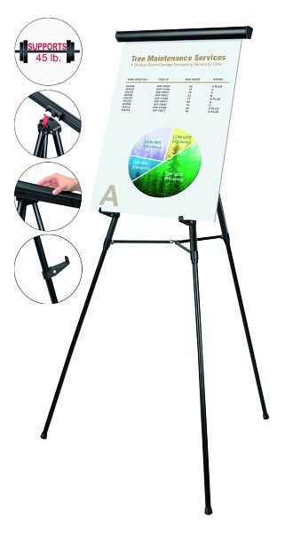 MasterVision 3-Leg Heavy-Duty Telescoping Display Easel, Color: Black, FLX05101MV