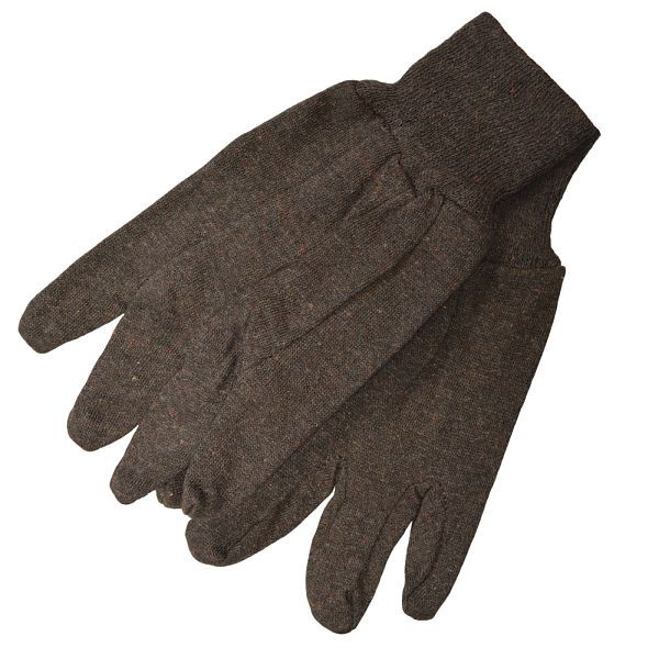 Jones Stephens Economy Brown Jersey Work Gloves, 12 Pairs, G50300