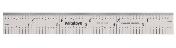 Mitutoyo Steel Rule, 6 Inx150mm, 3/4 In Wide, (1/10, 1/50, 1mm, 0.5mm), 182-108