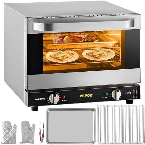 VEVOR Countertop Convection Oven Commercial Toaster Baker Stainless 19Qt 120V, RFXHLM20L110VGKHUV1