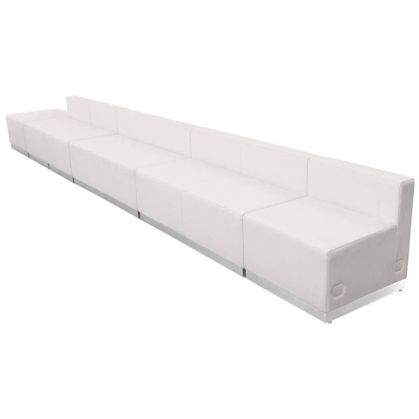 Flash Furniture HERCULES Alon Series Melrose White LeatherSoft Reception Configuration, Fixed Width 204.5", 6 Pieces, ZB-803-490-SET-WH-GG