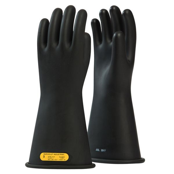 OEL CLASS 2 (17,000 Volts) Rubber Gloves, Length: 14", Sizes: 8, Color: Black, IRG214B8