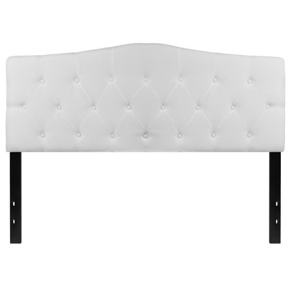 Flash Furniture Cambridge Tufted Upholstered Queen Size Headboard in White Fabric, HG-HB1708-Q-W-GG