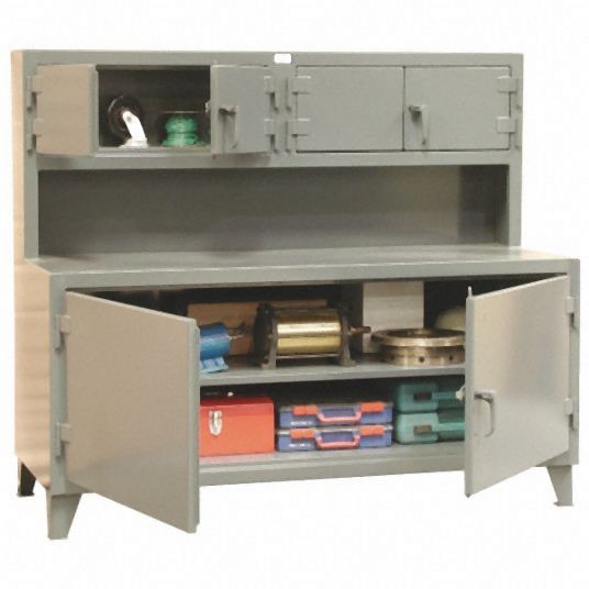 Strong Hold Cabinet Workbench, Steel, 30 in Depth, 62 in Height, 72 in Width, 65-UC-301