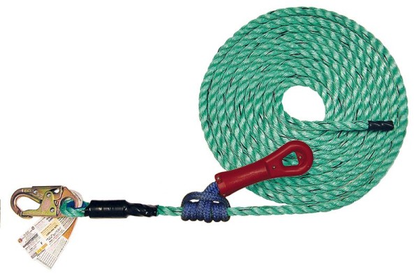 Super Anchor Safety 25ft Maxima 5/8" 3-Strand Lifeline with Snaphook & No-4015 SuperGrab, Retail Box, 4086-25SG