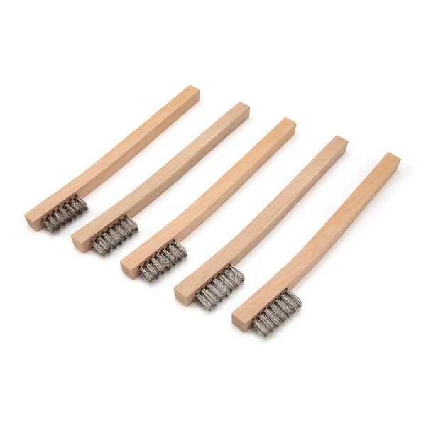 STEELMAN Stainless Steel 1200 Bristle Count Wire Brush with Wood Handle, Pack of 5, 99089