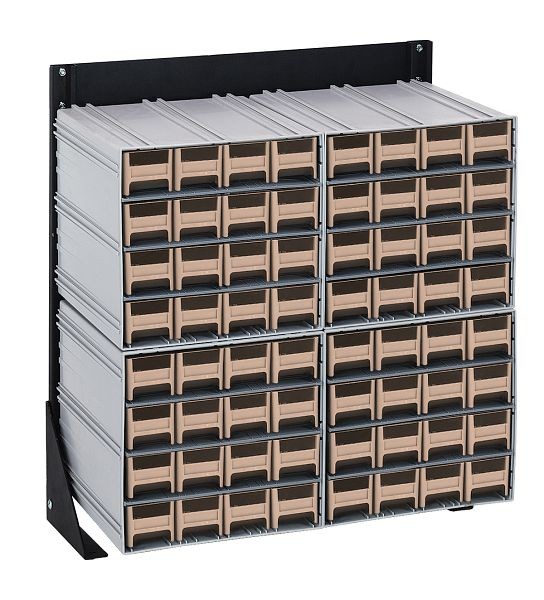Quantum Storage Systems Interlocking Storage Cabinets Floor Stand, single sided, 12"D x 23-5/8"W x 28"H, includes (64) ivory drawers, QIC-124-161IV