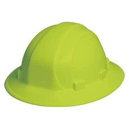 ERB Safety Full Brim Hard Hat, Type 1, Class E, Pinlock (6-Point), Hi-Vis Lime, 12 Pieces, 19510