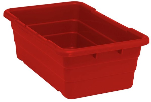Quantum Storage Systems Cross Stack Tub, 8-1/2"H, 5.51 gallon capacity, 100 lb. weight capacity, polypropylene, red, TUB2516-8RD