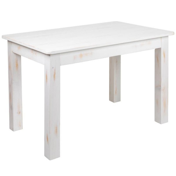 Flash Furniture HERCULES 46" x 30" Rectangular Antique Rustic White Solid Pine Farm Dining Table, XA-F-46X30-WH-GG
