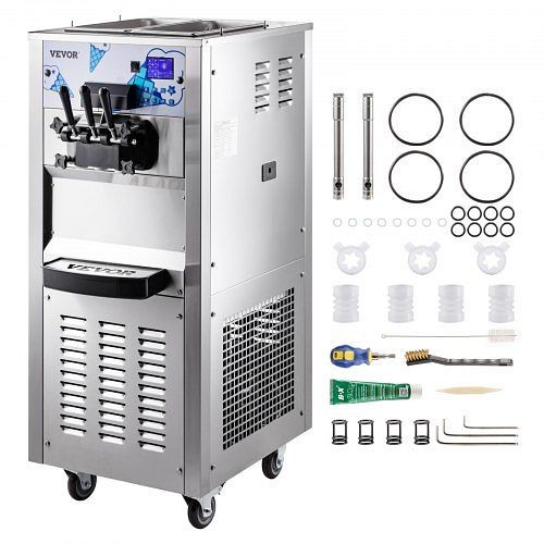 VEVOR Commercial Ice Cream Machine with Two 12L Hoppers Soft Serve Machine with 3 Flavors, 2500W, BJGDKLSTSS240GKIEV4