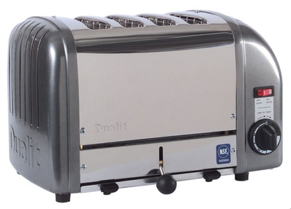Cadco Standard 4-Slot Toaster, Manual Eject, 120V, Metallic Grey, CTW-4M