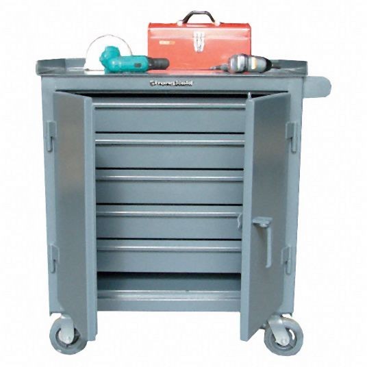 Strong Hold Gray Industrial Premium Rolling Cabinet, 36 in H X 36 in W X 24 in D, Number of Drawers: 5, 3-TC-240-5DB
