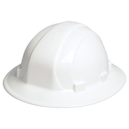 ERB Safety Full Brim Hard Hat, Type 1, Class E, Ratchet (6-Point), White, 12 Pieces, 19911