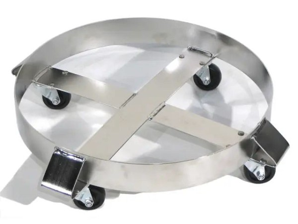 MORSE Drum Dolly, Round, Type 304 Stainless Steel, 20" Diameter, 1000 Lbs. Capacity, Steel Casters, 14-30ss