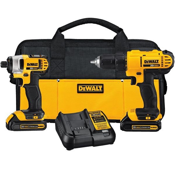 DeWalt 2 Tool 20V Max Lithium Ion Power Tool Combo Kit (Charger Included and 2-Batteries Included), DCK240C2