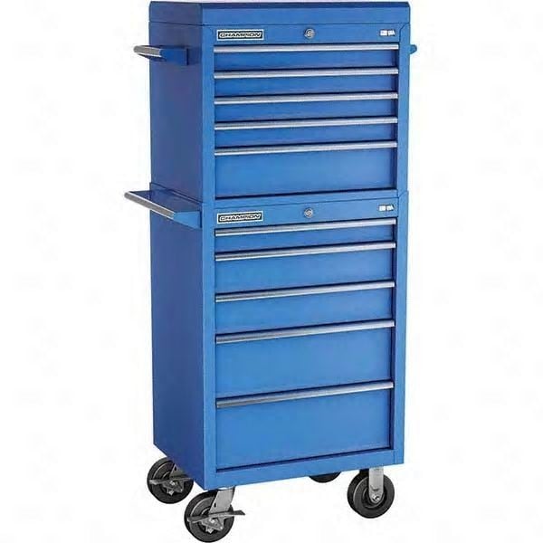 Champion Tool Storage FMPro 27"Wide, 20"Deep, 3600 lb, 10 Drawers Top Chest/Cabinet, Casters - Blue, FMP2710RC-BL