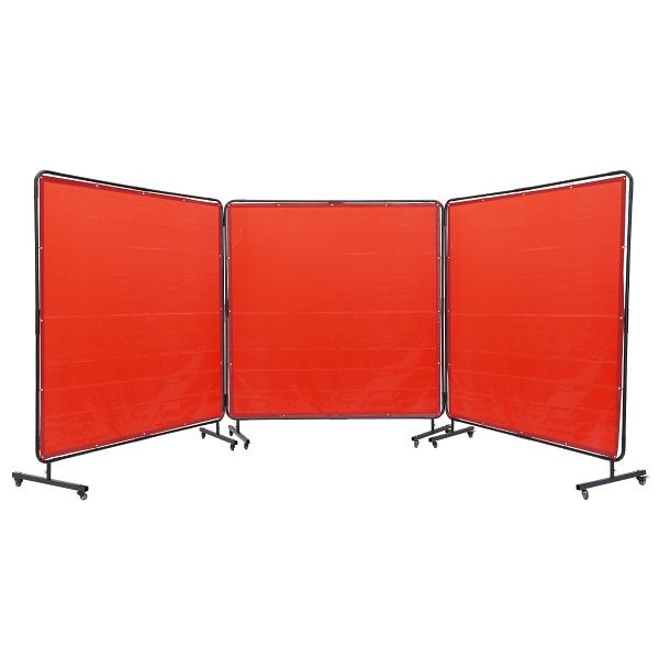 VEVOR Welding Screen with Frame 3 Panel 6' x 6' Welding Curtain Screen 12 Wheels, Red, SMSHJPF6X6YCUPLA3V0