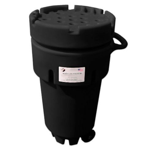 ENPAC 50 Gallon Wheeled Poly SpillPack Drum with Screw-Top Lid, Black, 1259-BD
