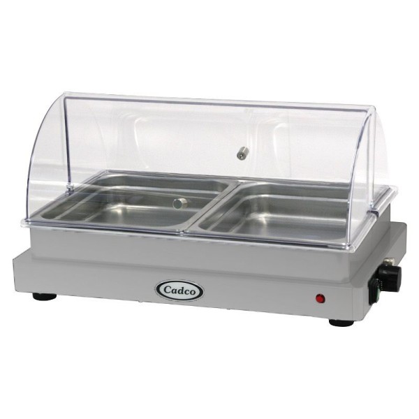 Cadco Double Buffet Server with Rolltop Lid, Heavy Duty, Stainless finish, WTBS-2N-HD-SS