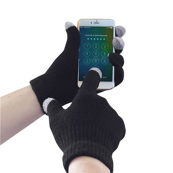 Portwest Touchscreen Knit Glove, Black, L/XL, Quantity: 12 Pairs, GL16BKRL/XL