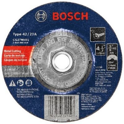 Bosch 4-1/2 Inches 3/32 Inches 5/8-11 Inches Arbor Type 27 24 Grit Light Grinding/Metal Cutting Abrasive Wheel, 2610065824
